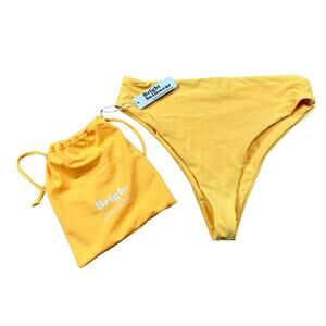 BRIGHT SWIMWEAR Bold Vibrant Yellow High Rise Swimwear Bottoms Women's Size S